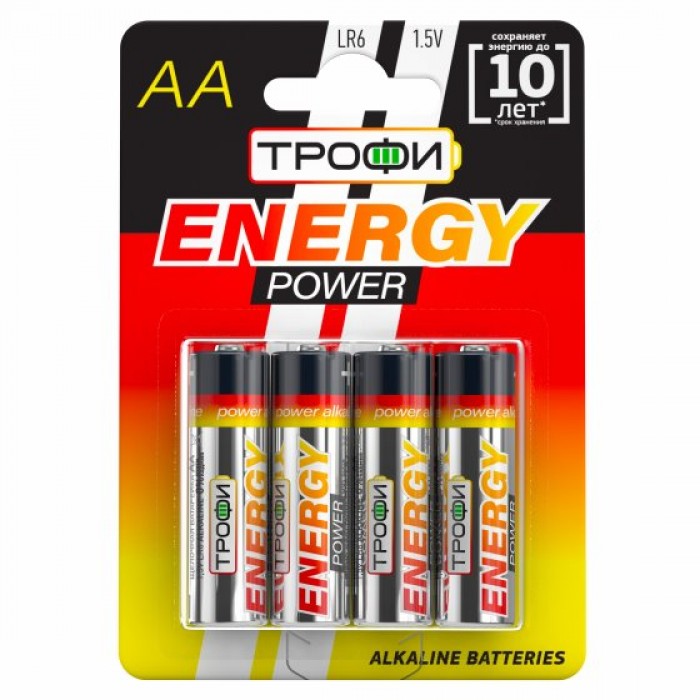 Батарейки ТРОФИ Energy Pover LR6-4BL (40/640)