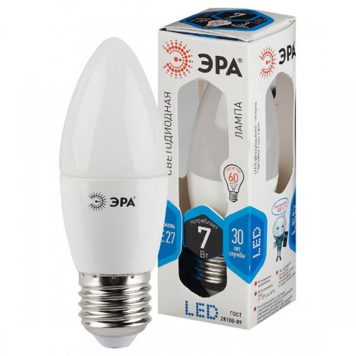Лампа LED СТАНДАРТ E27-B35-7Вт-840 свеча,нейтральный 