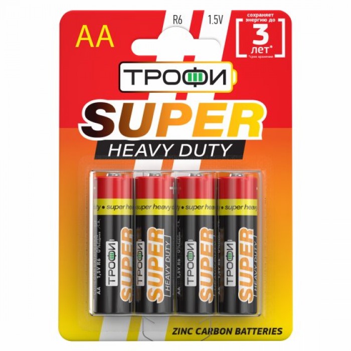 Батарейки ТРОФИ Super R6-4BL солевая (40/720)