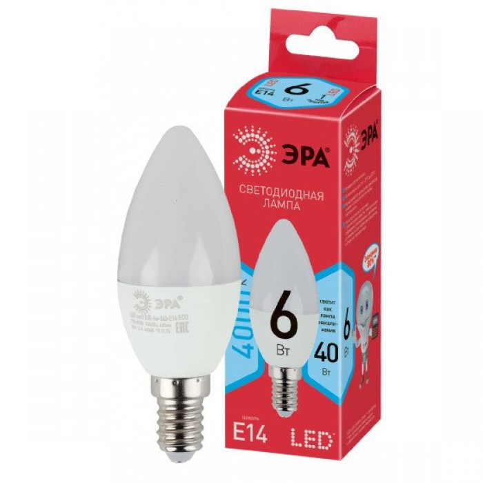 Лампа LED РЕД ЛАЙН E14-B35-6Вт-840 свеча,нейтр.
