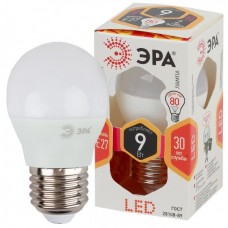 Лампа LED СТАНДАРТ E27-P45-9Вт-827 шар,теплый