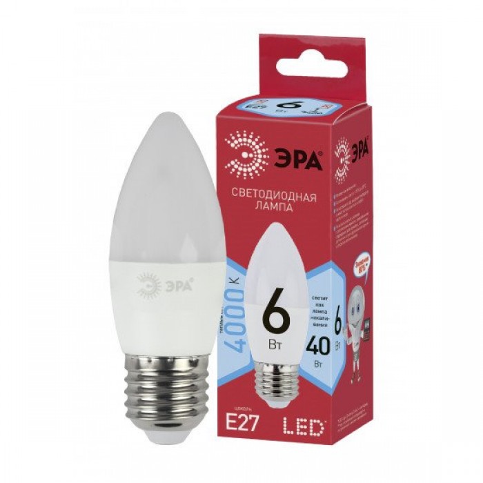 Лампа LED РЕД ЛАЙН E27-B35-6Вт-840 свеча,нейтр.