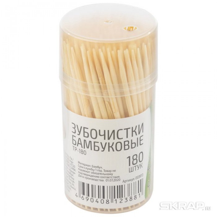 Зубочистки РЫЖИЙ КОТ TP-180 бамбуковые 180шт