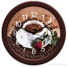 Часы настенные ЭНЕРДЖИ ЕС-101 круглые Кофе