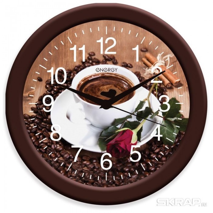 Часы настенные ЭНЕРДЖИ ЕС-101 круглые Кофе