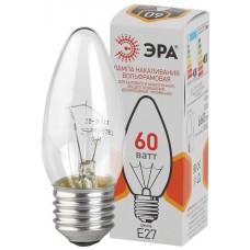 Лампа накаливания E27-ДС(B36)-60Вт-230В свеча, цветная упаковка