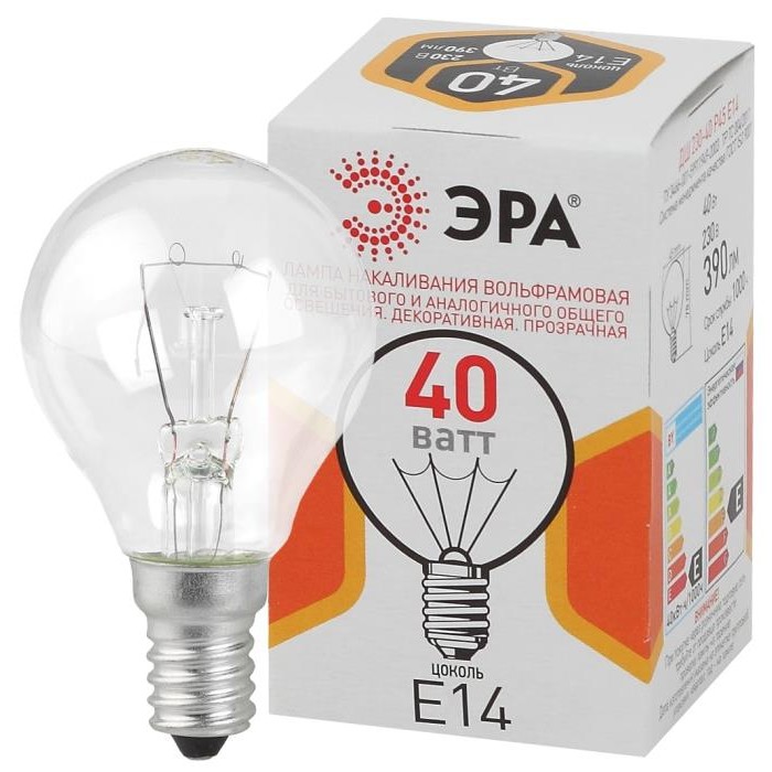 Лампа накал.E14-ДШ(P45)-40Вт-230В шар,цв.уп