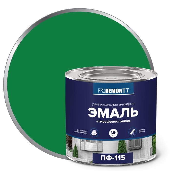 Эмаль ПФ-115 ПРОРЕМОНТ ярко-зеленый 1,9кг