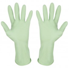 Перчатки резиновые РЫЖИЙ КОТ с хлопковым напылением зеленые M