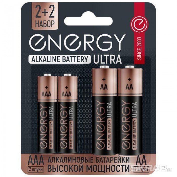 Батарейки ЭНЕРДЖИ Ultra LR6+LR03-4BL